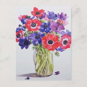 Anemonen in een glazen jug. 2007 briefkaart
