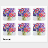 Anemonen in een glazen jug. 2007 vierkante sticker (Vel)