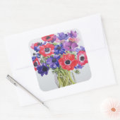 Anemonen in een glazen jug. 2007 vierkante sticker (Envelop)
