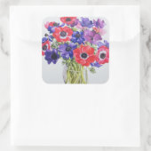 Anemonen in een glazen jug. 2007 vierkante sticker (Tas)