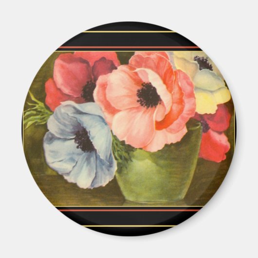  anemonen in groene vaas magneet (Voorkant)