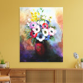 Anemonen - Odilon Redon-schilderij,  Canvas Afdruk (Insitu (Woonkamer))