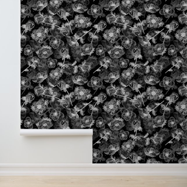 Anemonen patroon Elegant Bloemontwerp Behang (Applicatie)