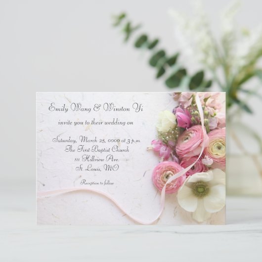 Anemonen, ranunculus, lint kaart (Staand voorkant)