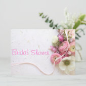 anemonen, ranunculus, vrijgezellenfeest van lint kaart (Staand voorkant)