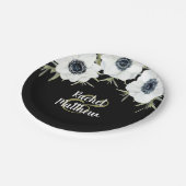 Anemonen Zwart-wit Bloemen bruiloft Papieren Bordje (Gekanteld)