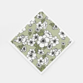 Anemonen Zwart-wit Bloemen Servet (Hoek)