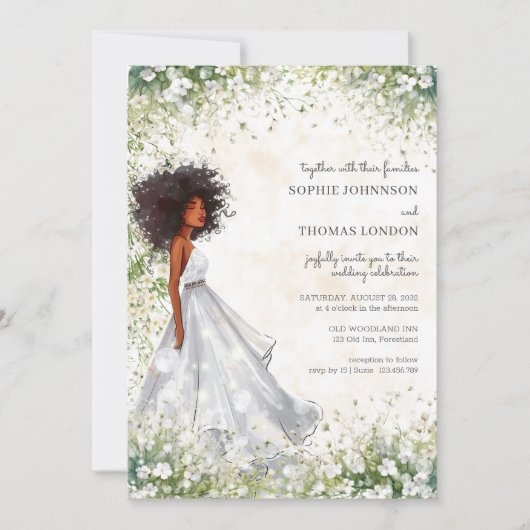 Anemonen zwarte bruid waterverf bruiloft kaart (Voorkant)