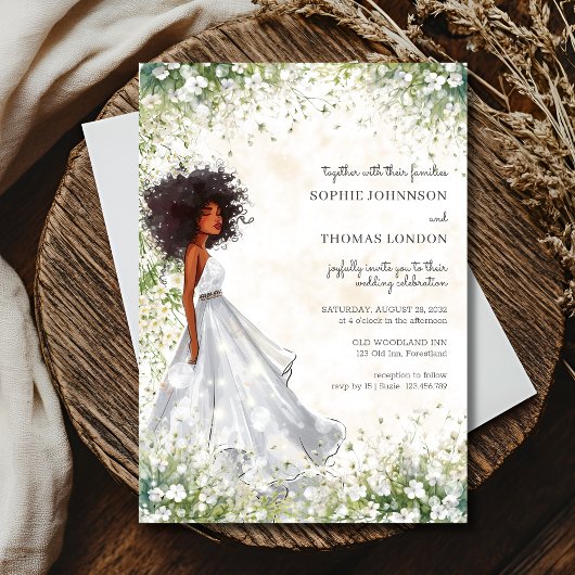 Anemonen zwarte bruid waterverf bruiloft kaart