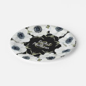 Anemones Bloemenbruiloft Zwart-wit Papieren Bordje (Gekanteld)