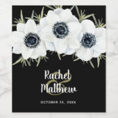 Anemones Botanische Bloemen Waterverf Wijn Etiket (Enkel label)