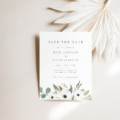 Anemones & Dusty Eucalyptus Save the Date Kaart
