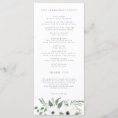 Anemones & Dusty Eucalyptus Wedding Programme Menu (Achterkant)