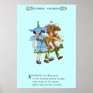 Anemones en Bluets Poster