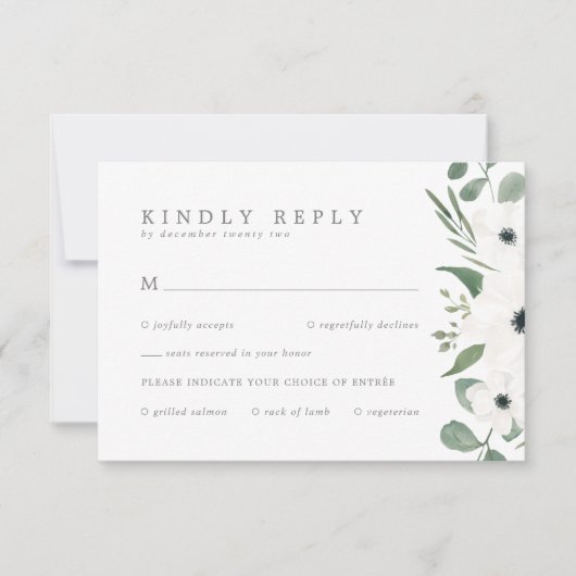 Anemones & Eucalyptus with Meal Choice Wedding RSV RSVP Kaartje (Voorkant)
