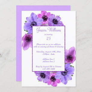  Anemones Floral 25e Verjaardag Kaart