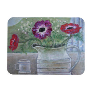 Anemones in White Jug 2013 Magneet