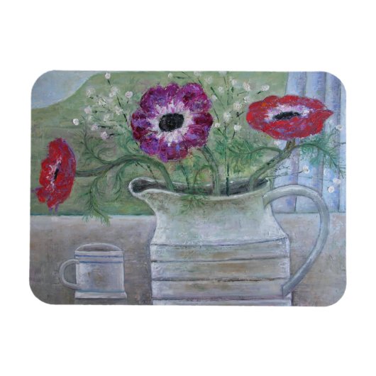 Anemones in White Jug 2013 Magneet (Horizontaal)
