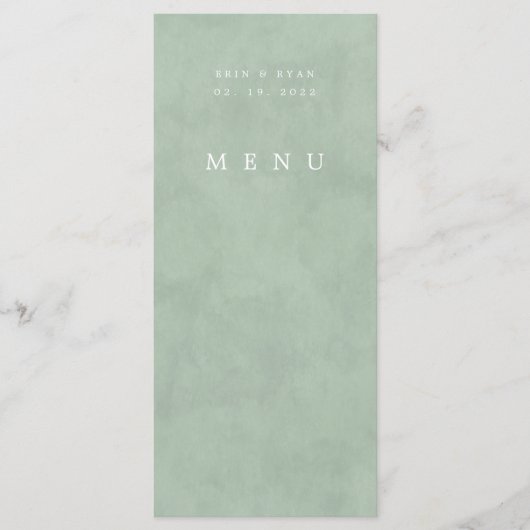 Anemones Sage & Dusty Eucalyptus Weddenschap Menu (Voorkant)