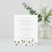 Anemones Sage & Dusty Green Eucalyptus Weddenschap Informatiekaartje (Staand voorkant)