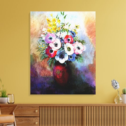 Anemones - Schilderij van Odilon Redon, Canvas Afdruk (Insitu (Woonkamer))