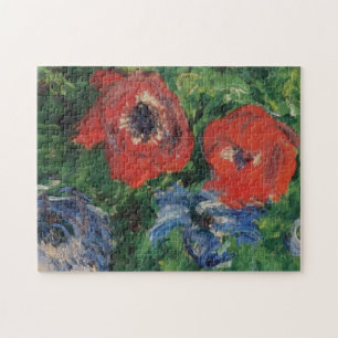 Anemones & Tulieren in een blauwe Vase Monet Fine  Legpuzzel