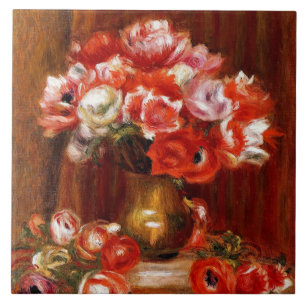 Anemones van Pierre Renoir, mooi kunstschilderij, Tegeltje