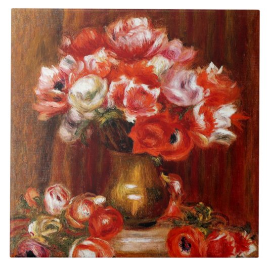 Anemones van Pierre Renoir, mooi kunstschilderij, Tegeltje (Voorkant)