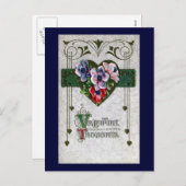 Anemones Vintage Valentine Feestdagenkaart (Voorkant / Achterkant)