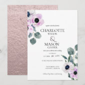 Anemones Waterverf Flowers Wedding Invitations Kaart (Voorkant / Achterkant)