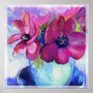 anemonroze en paars poster