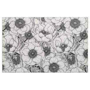 Anemontuin in zwart-wit stof