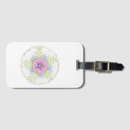 Anemoon, andijvie bloemen, alsem en amandelen bagagelabel