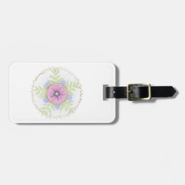 Anemoon, andijvie bloemen, alsem en amandelen bagagelabel