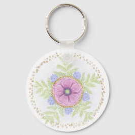 Anemoon, Andijvie Bloemen, Alsem en Amandelen Sleutelhanger