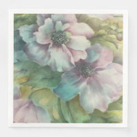 Anemoon Aquarel Bloem Elegant Eettafelservet