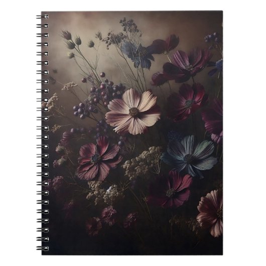  Anemoon Bloem Boeket Donkere Botanische Kunst Notitieboek (Voorkant)