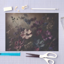 Anemoon Bloem Boeket Donkere Botanische Kunst Tissuepapier