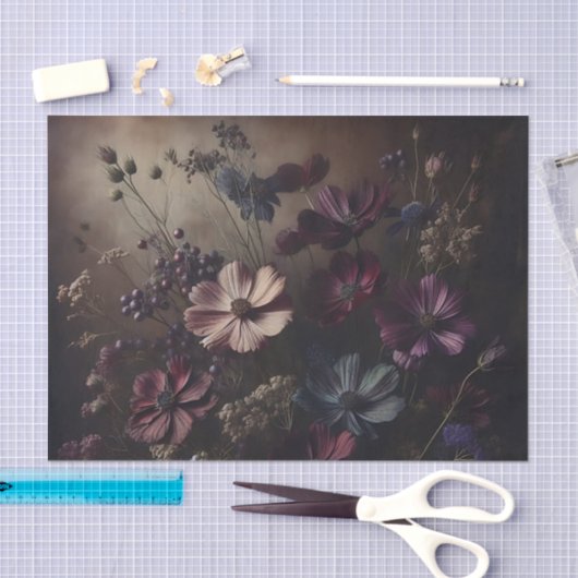 Anemoon Bloem Boeket Donkere Botanische Kunst Tissuepapier (Craft)