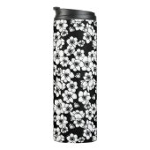 Anemoon Bloem Zwart en Wit Thermosbeker (Geroteerd rechts)
