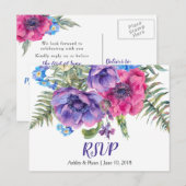 Anemoon Bloemen Bruiloft RSVP Ansichtkaart Uitnodiging Briefkaart (Voorkant / Achterkant)
