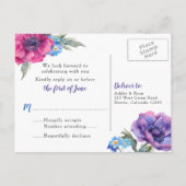 Anemoon Bloemen Bruiloft RSVP Ansichtkaart Uitnodiging Briefkaart (Achterkant)