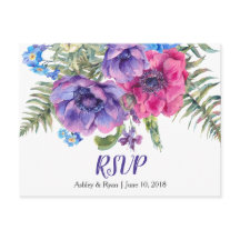 Anemoon Bloemen Bruiloft RSVP Ansichtkaart