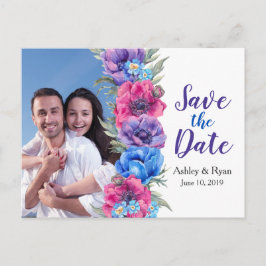 Anemoon Bloemen Foto Bruiloft Save the Date Aankondigingskaart