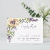 Anemoon en lavendel | Paarse groene crème entree RSVP Kaartje (Staand voorkant)