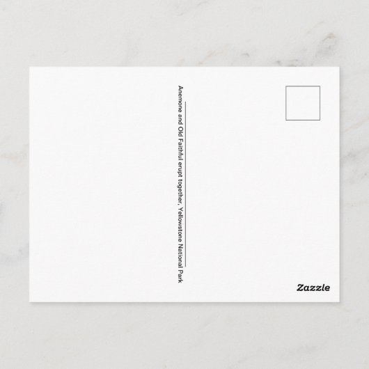 Anemoon en oude trouwe geisers uitbarsten briefkaart (Achterkant)