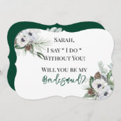 Anemoon met de hand geschilderd zal je mijn bruids kaart (Voorkant / Achterkant)