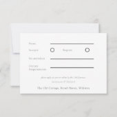 Anemoon middernachtblauw, Huwelijksreactie RSVP Kaartje (Achterkant)