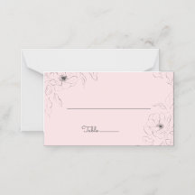 Anemoon op bleekroze gevouwen plaatskaart