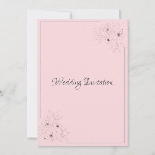 Anemoon op Bleke Roos bruiloft uitnodiging (Voorkant)